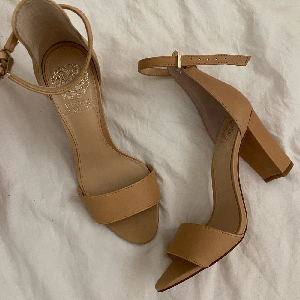 Vince Camuto tan/nude strap heels
